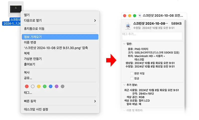 macOS 파일 정보 가져오기