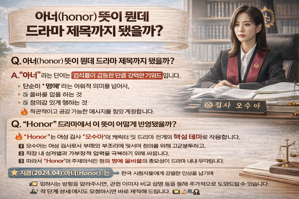 드라마 '아너(honor)' 뜻 3분 완벽 정리