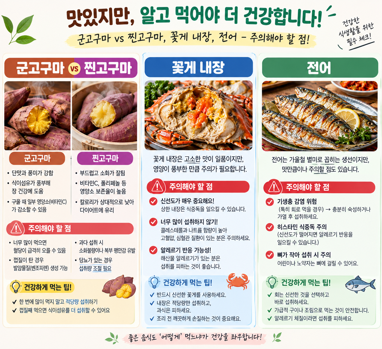 가을 제철 음식 주의