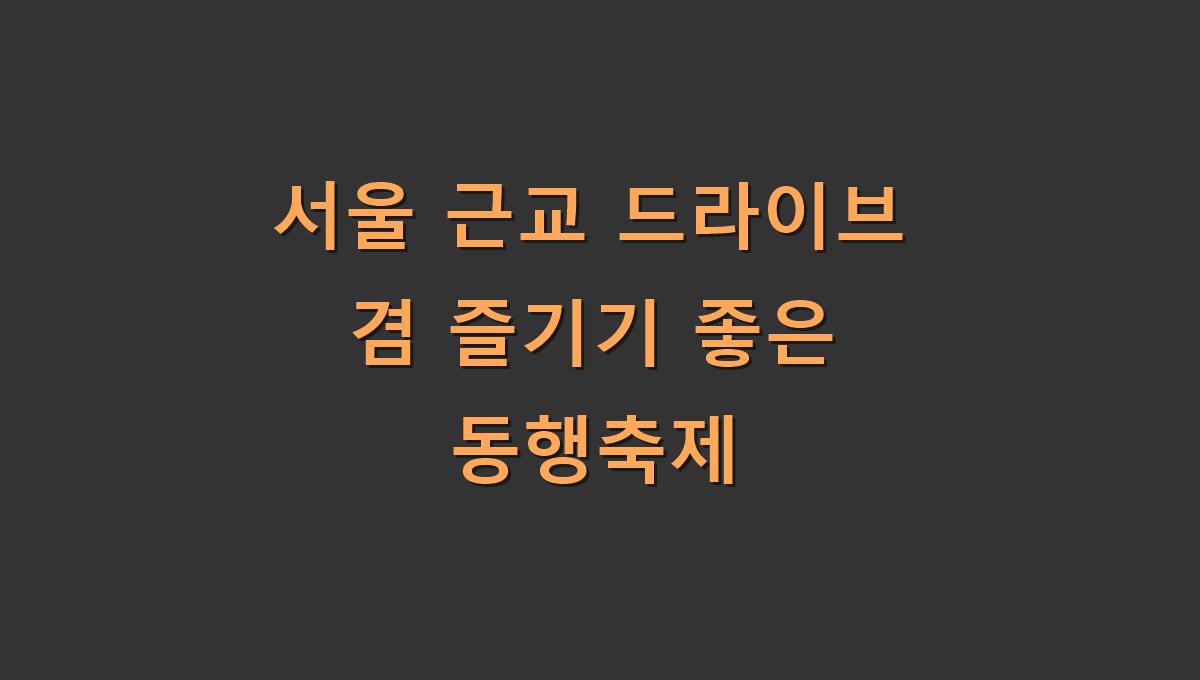 서울 근교 드라이브 겸 즐기기 좋은 동행축제