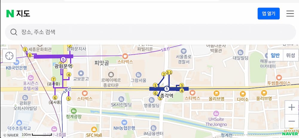 자동차 길찾기 옵션 &mdash; 빠른 길&middot;최소 요금&middot;무료도로 선택 예시