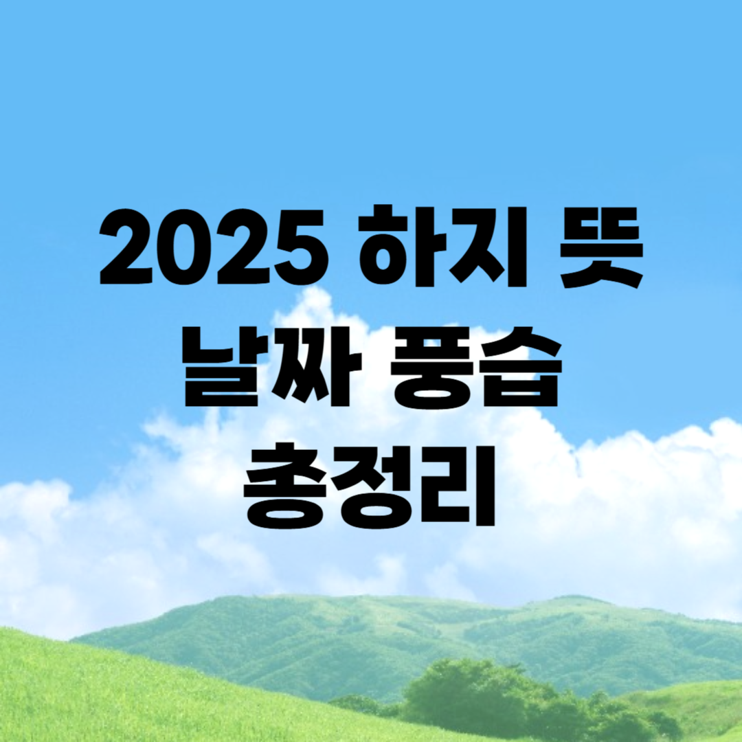 하지 뜻 2025 하지 날짜 하지 음식 속담 한자 유래 축제