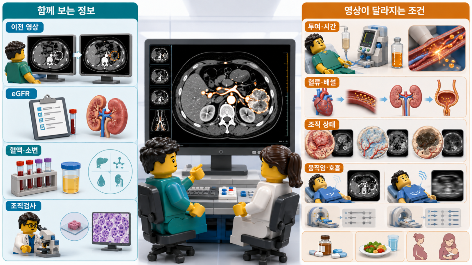조영영상과 함께 확인하는 이전 영상·신장기능·혈액·소변·조직검사와 영상 변화 조건