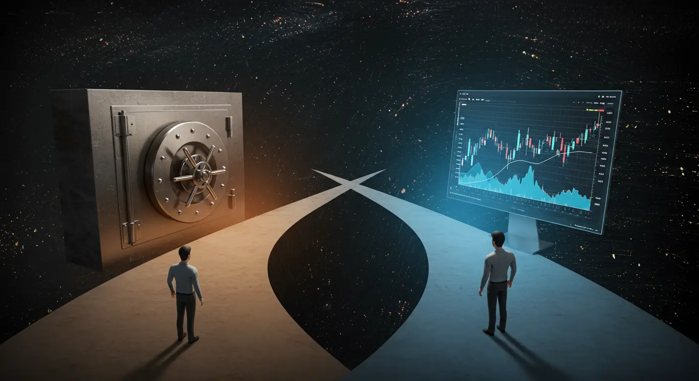 안정성의 파킹통장과 투자 연계성의 CMA 통장 사이에서 고민하는 모습