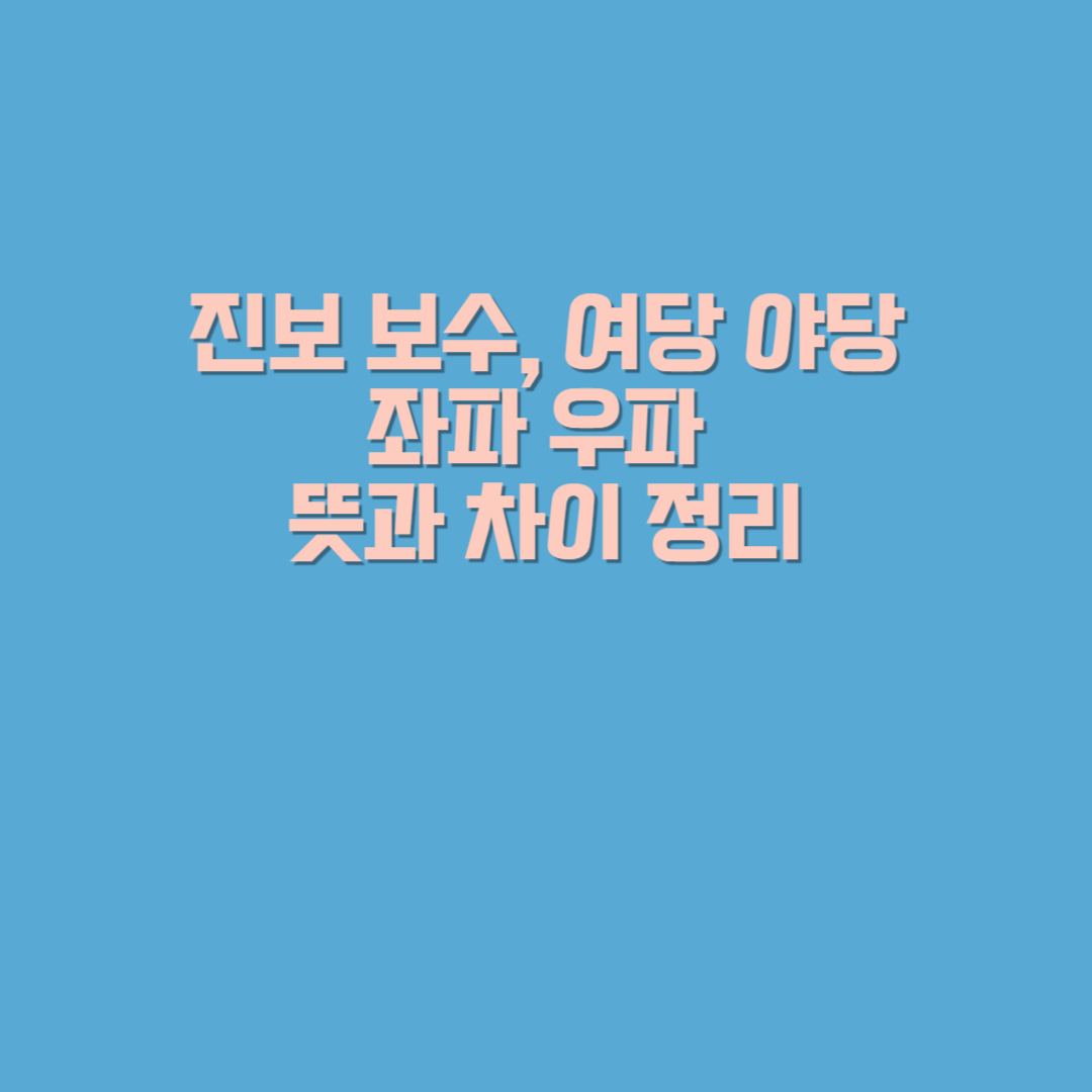 진보 보수, 여당 야당, 좌파 우파 뜻과 차이 정리