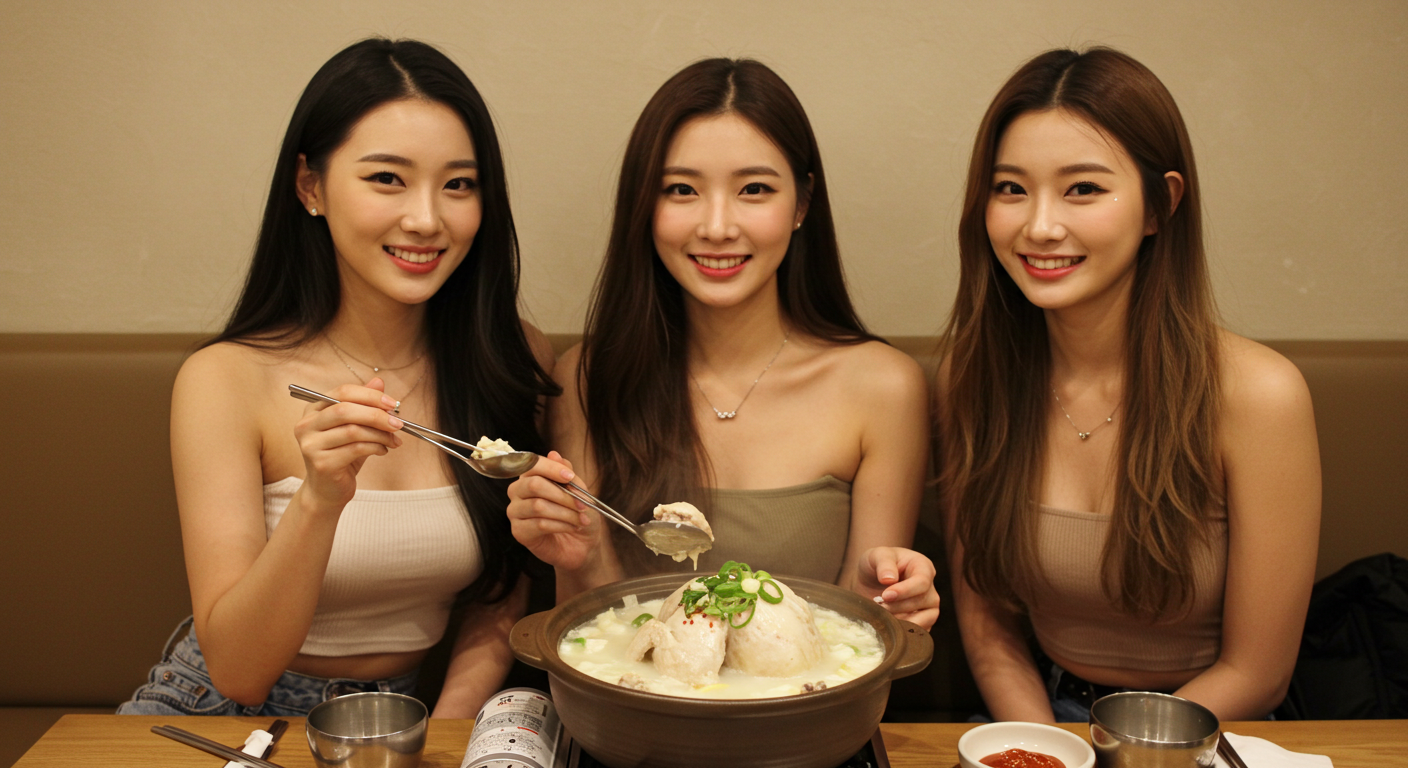 삼계탕을 먹는 여자들