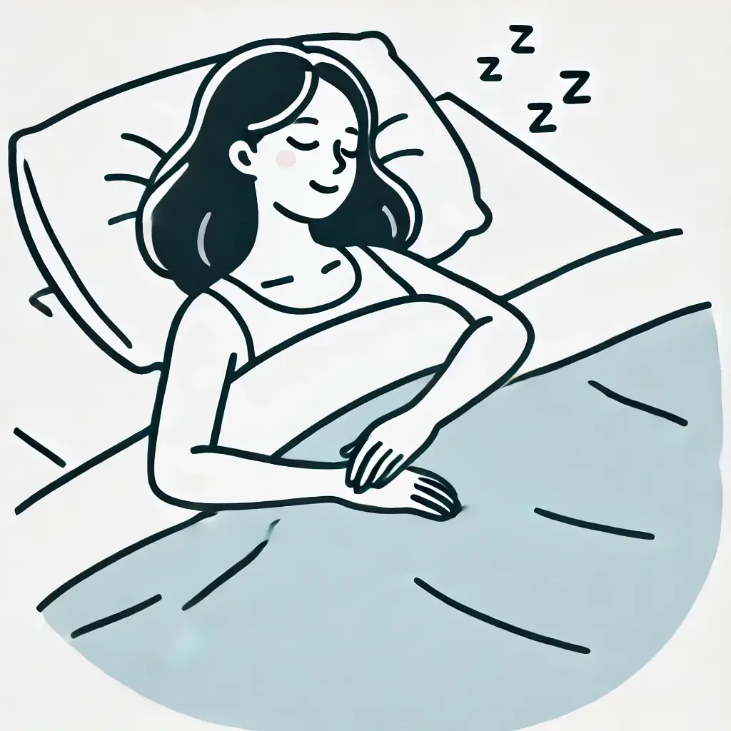 침대에서 평화롭게 숙면을 취하는 여성