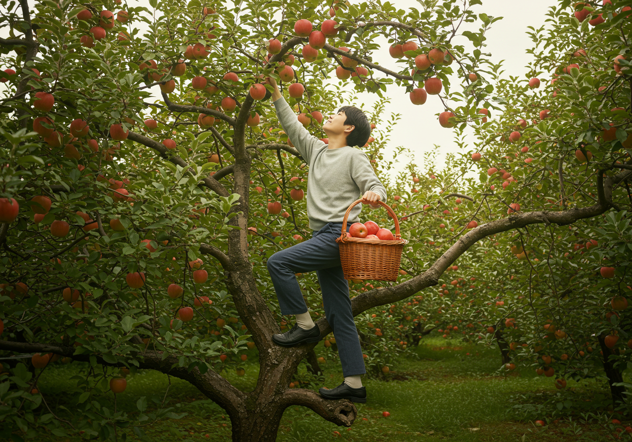 사과를 따거나 수확하는 꿈 - 성취와 결실의 상징