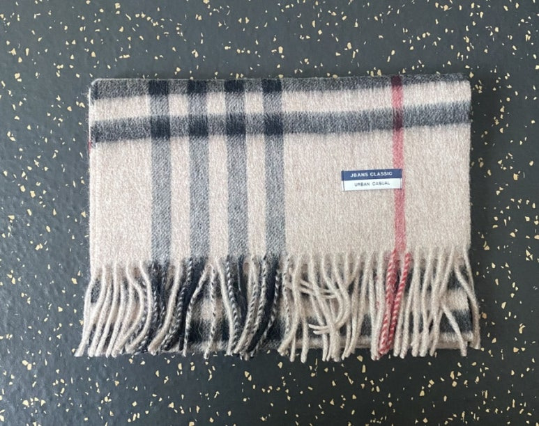 제이반스클래식 글랜체크 울머플러 울목도리 베이(C1804-AM960BE)