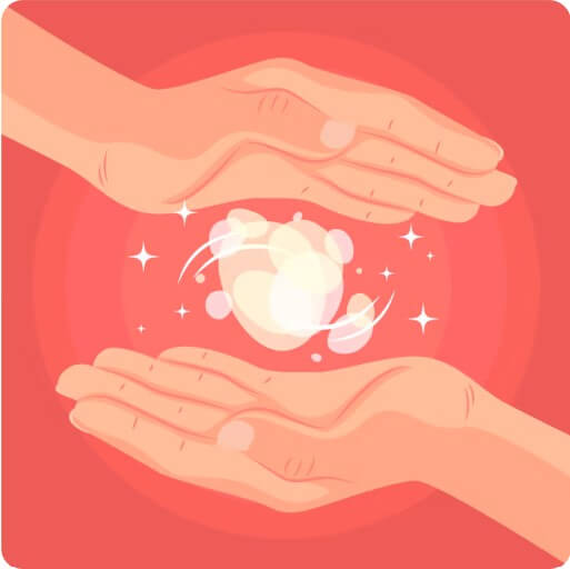 두 손 사이에 에너지가 나오는 모습