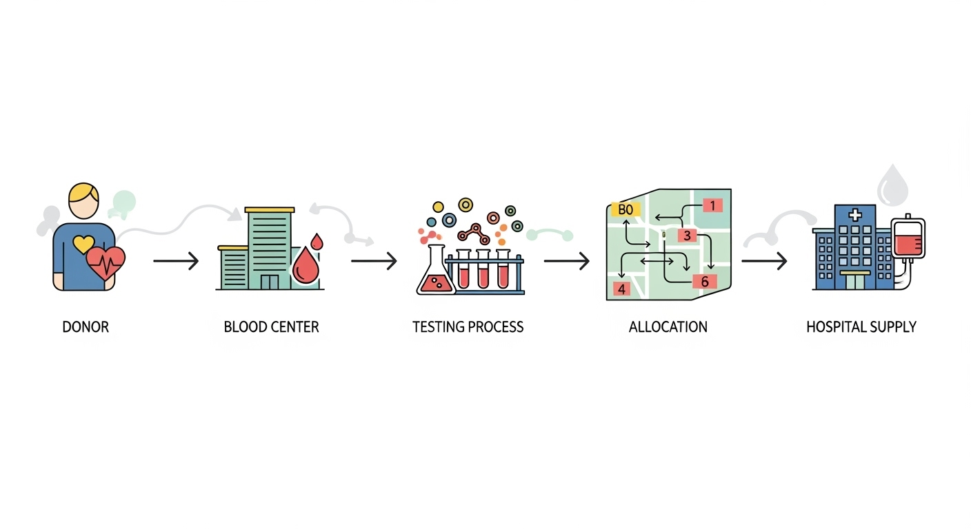 헌혈 후 혈액이 이동하는 과정(센터 → 병원)