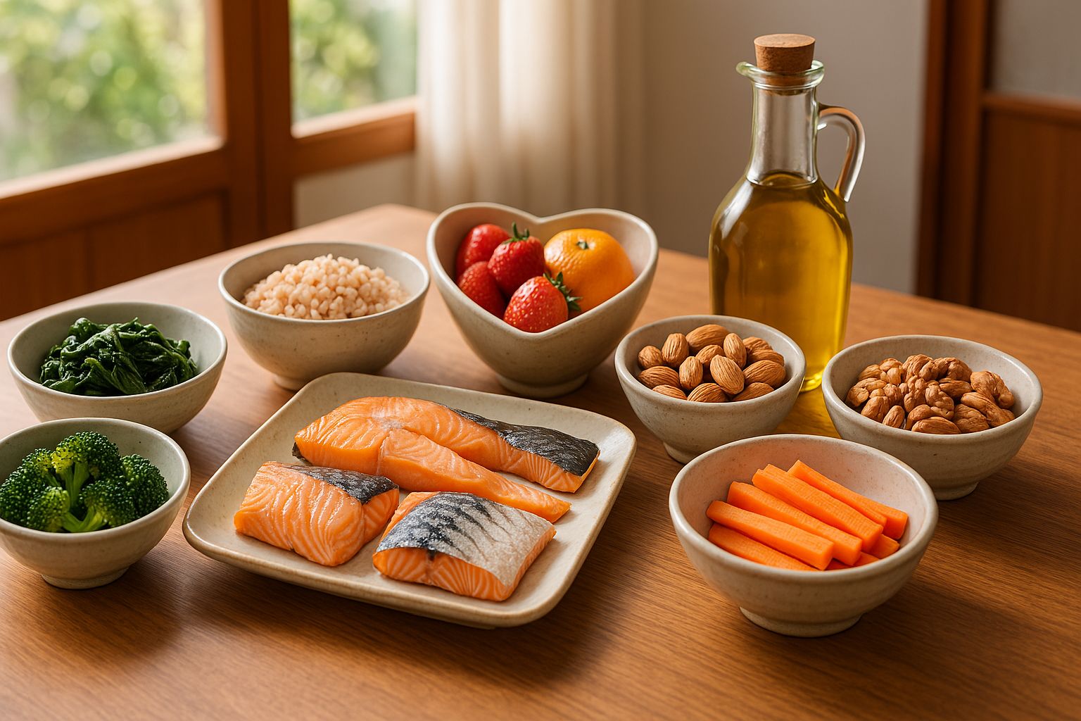 고지혈증 개선 식품이 가득한 식탁