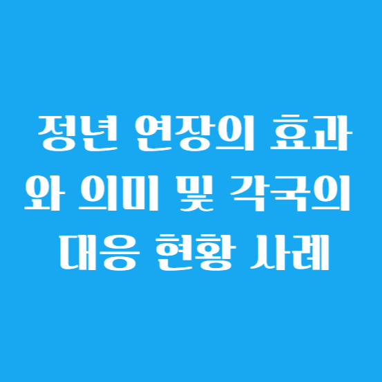 정년 연장의 효과와 의미 및 각국의 대응 현황 사례