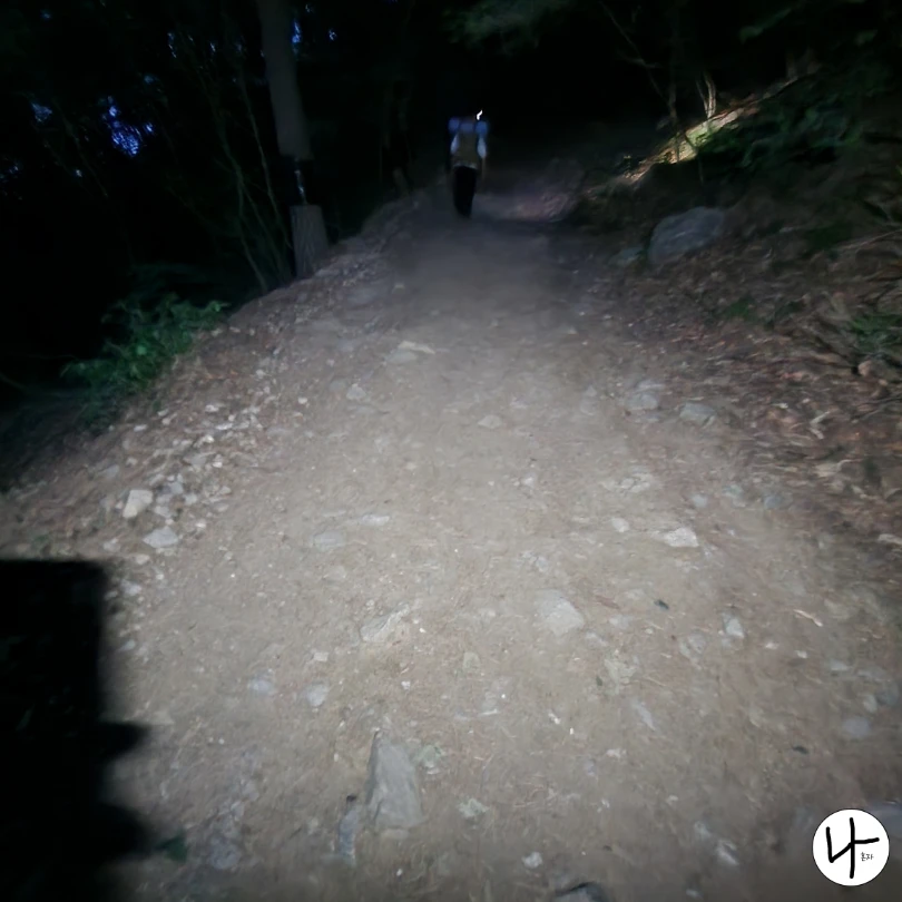 헤드랜턴으로-비추는-밤-등산길