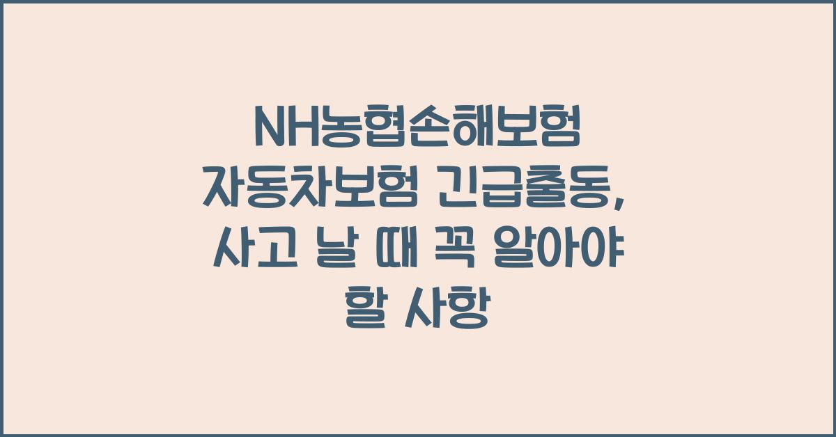 NH농협손해보험 자동차보험 긴급출동