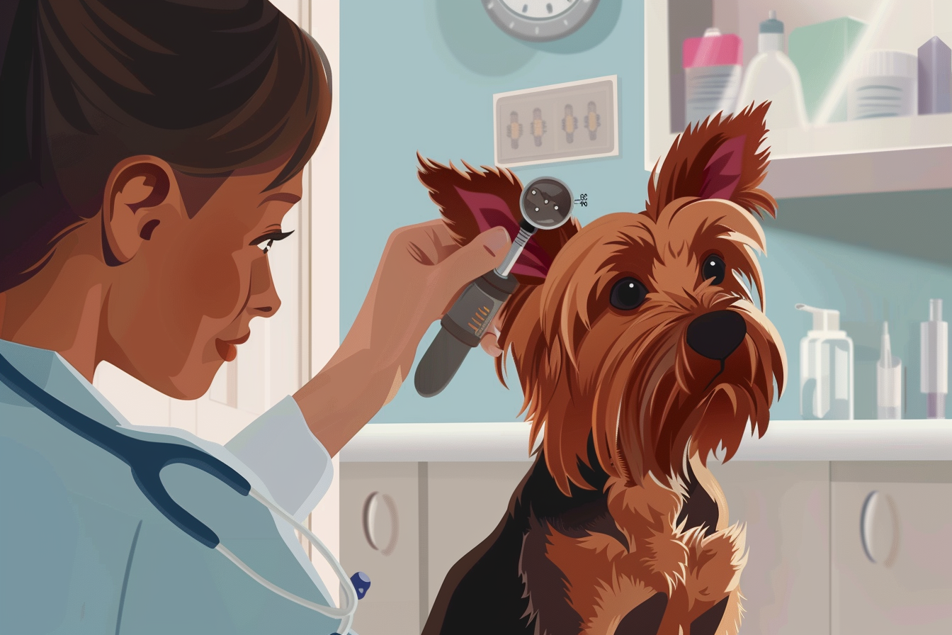 A small dog with inflamed red ears