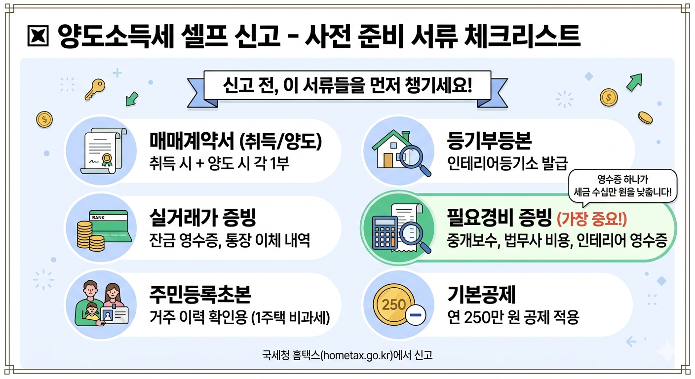 양도소득세 셀프신고-사전 준비 서류 체크리스트