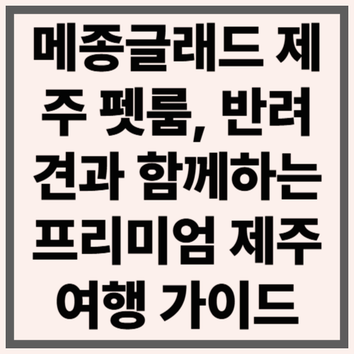 메종글래드 제주 펫룸, 반려견과 함께하는 프리미엄 제주 여행 가이드
