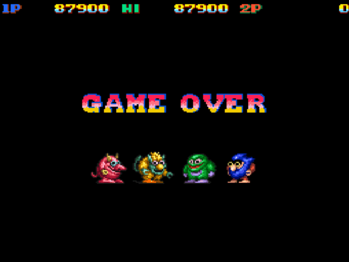 스노우-브라더스-오락실게임-종료-화면