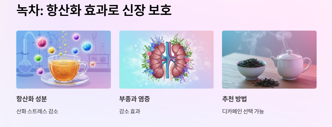 녹차: 강력한 항상화 효과로 신장 보호