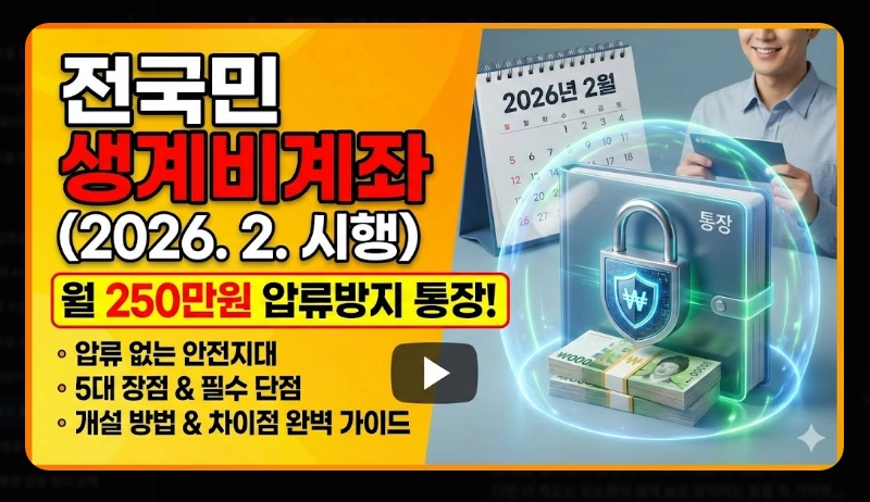 압류방지통장 장단점 비교 [2026년 기준] 생계비계좌 개설 전 반드시 확인할 5가지
