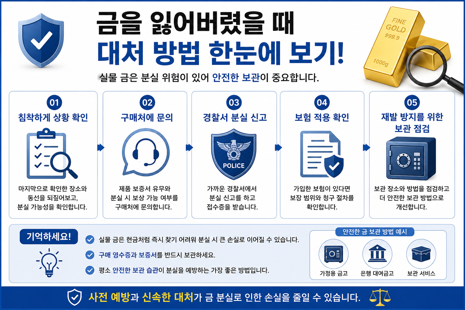 금을 잃어버렸을 때 대처 방법