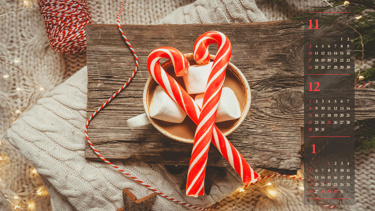 04 크리스마스 지팡이 사탕 B - 2024년12월 노트북배경화면