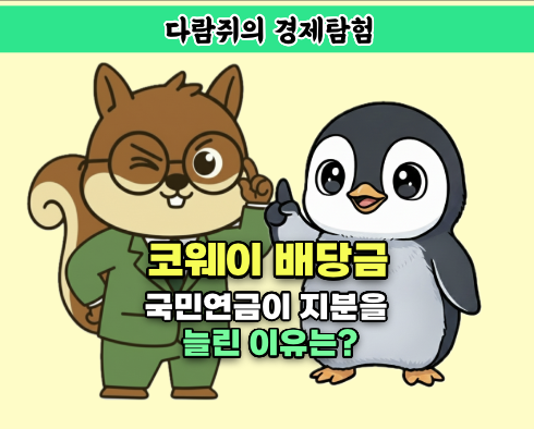 코웨이 배당금, 코웨이 국민연금, 배당금, 다람쥐의 경제탐험