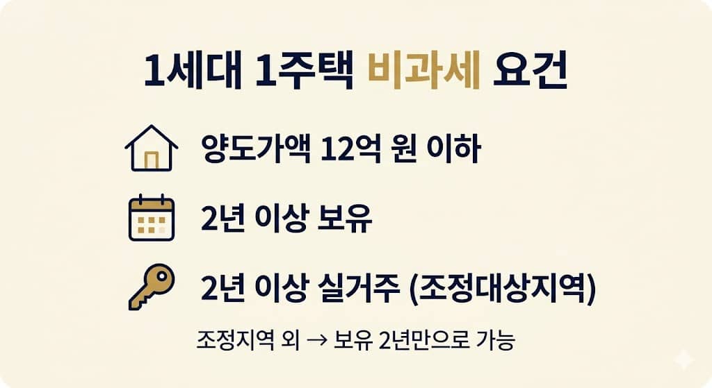 파일명: yangdo_tax_nontaxable_condition_1household_ongogishin.jpg

Alt: 1세대 1주택 양도소득세 비과세 요건 2년 보유 거주 12억 이하 조건 온고지신