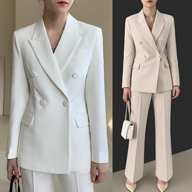 (S/M/L) 여성정장 여성 빅사이즈 봄 화이트 정장 웨딩 수트 셋업 면접복장-린느셋트