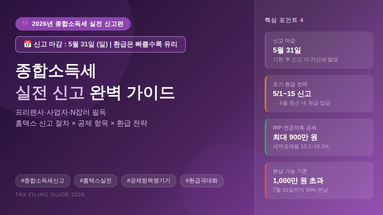 종합소득세 신고 방법 2026 홈택스 실전