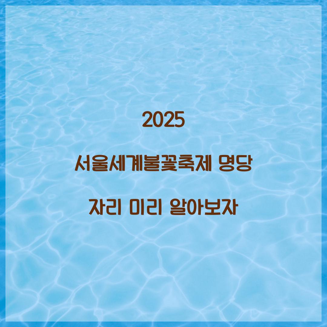 2025 서울세계불꽃축제 명당