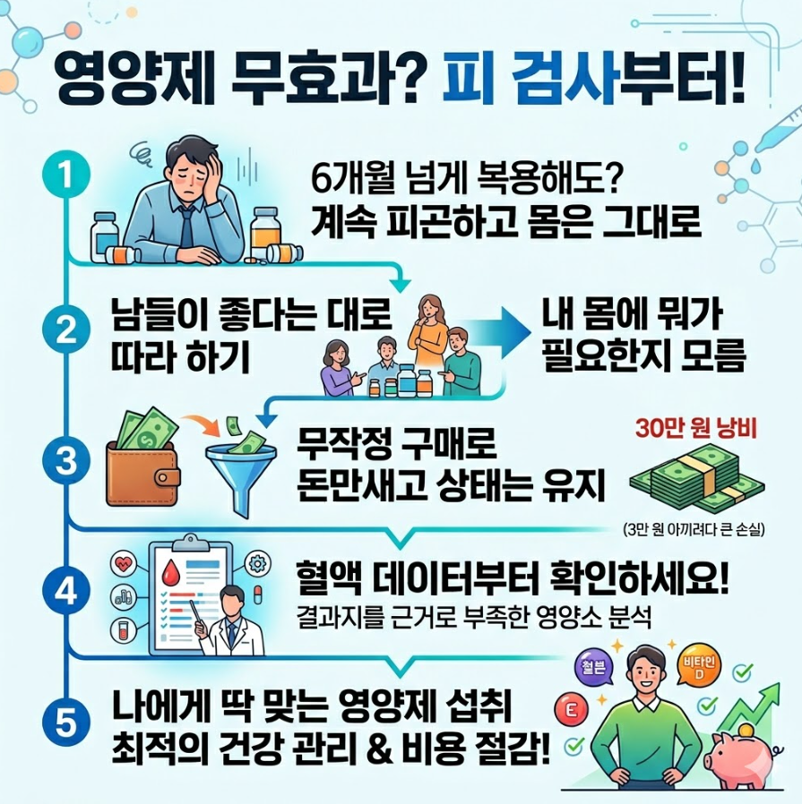 영양제 효과 없을 때 혈액 검사부터 확인해야 하는 이유 인포그래픽