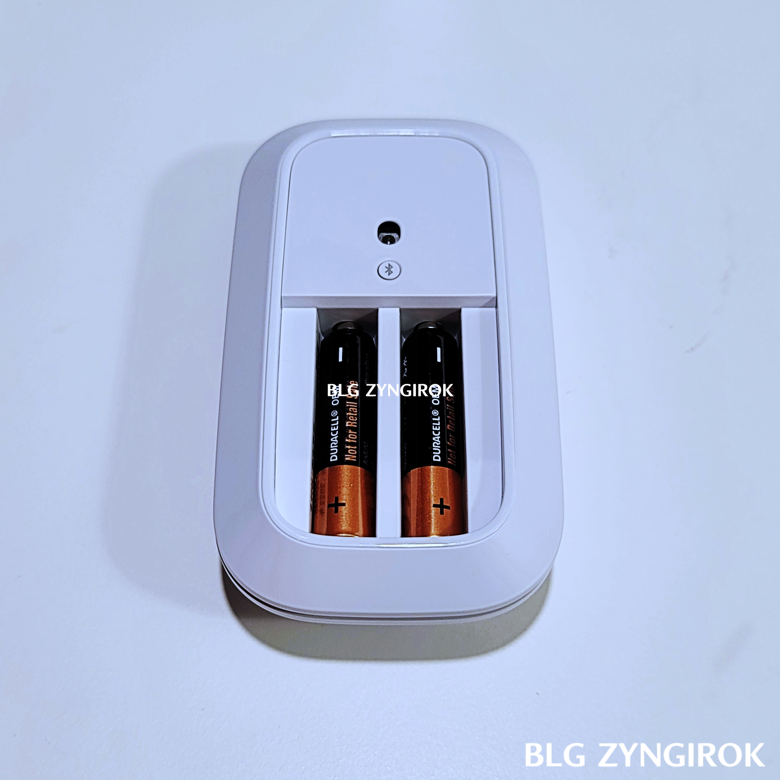 마이크로소프트 모던 디자인 마우스 배터리가 장착된 모습이다.