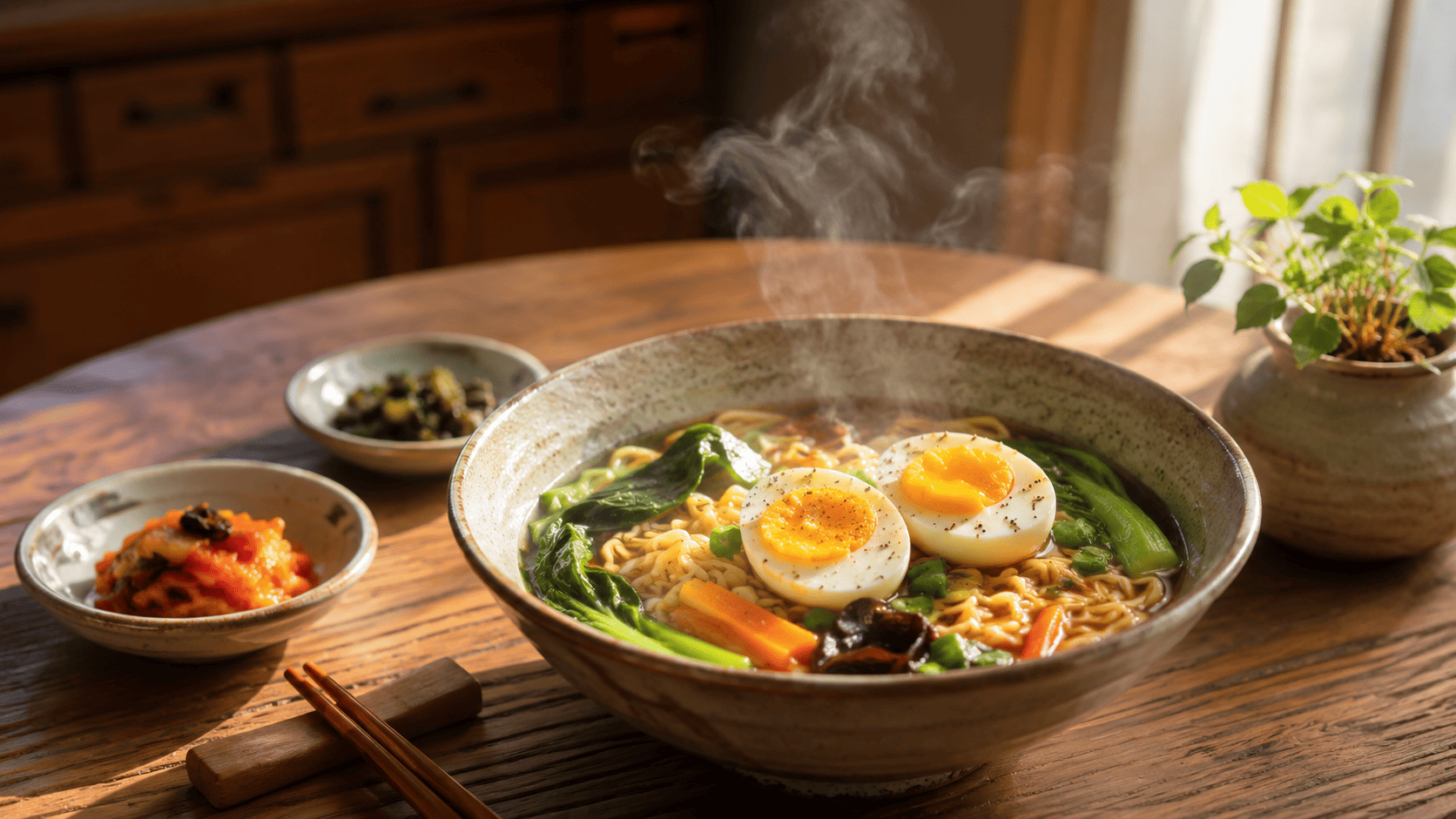 계란을 활용한 혈당 안정 라면 식단