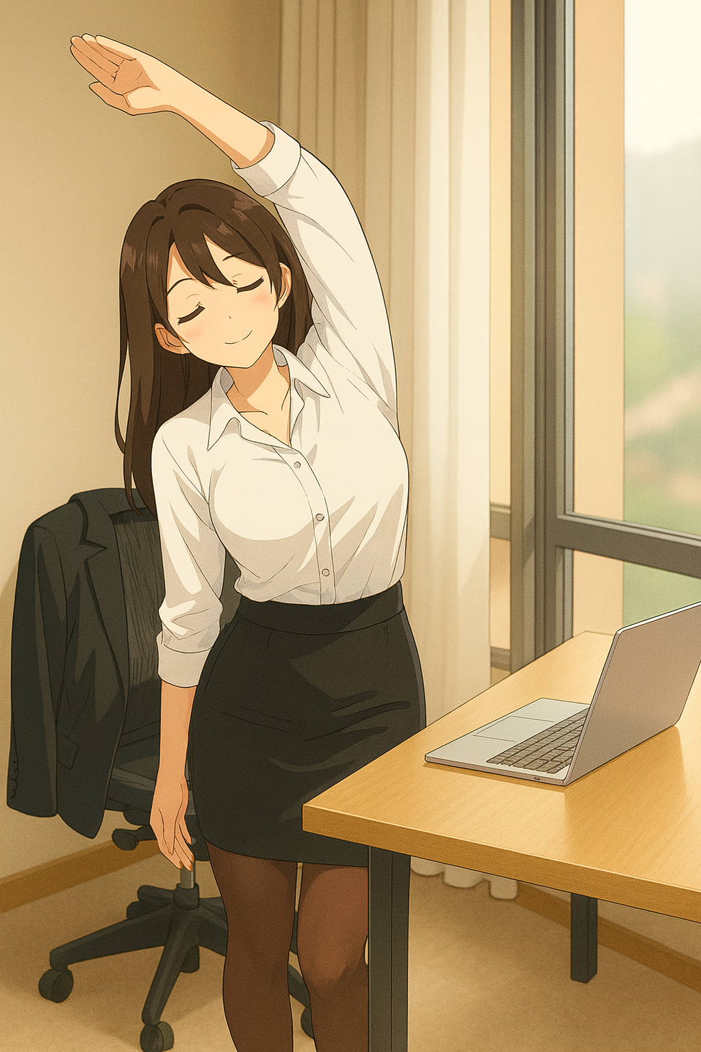 스트레칭 중인 회사원