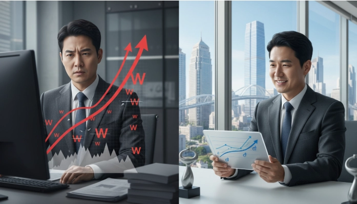2025년 한국과 베트남의 기준금리 및 대출금리 차이를 비교하며 고수익 투자 기회를 모색하는 한국인 금융 전문가.