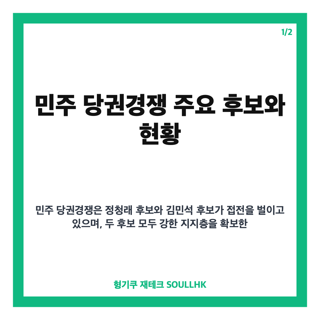 민주 당권경쟁 초박빙 현황과 주요 쟁점 집중 분석 카드뉴스 1