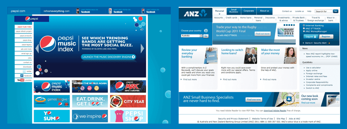 웹에서 파란색 사용 예시