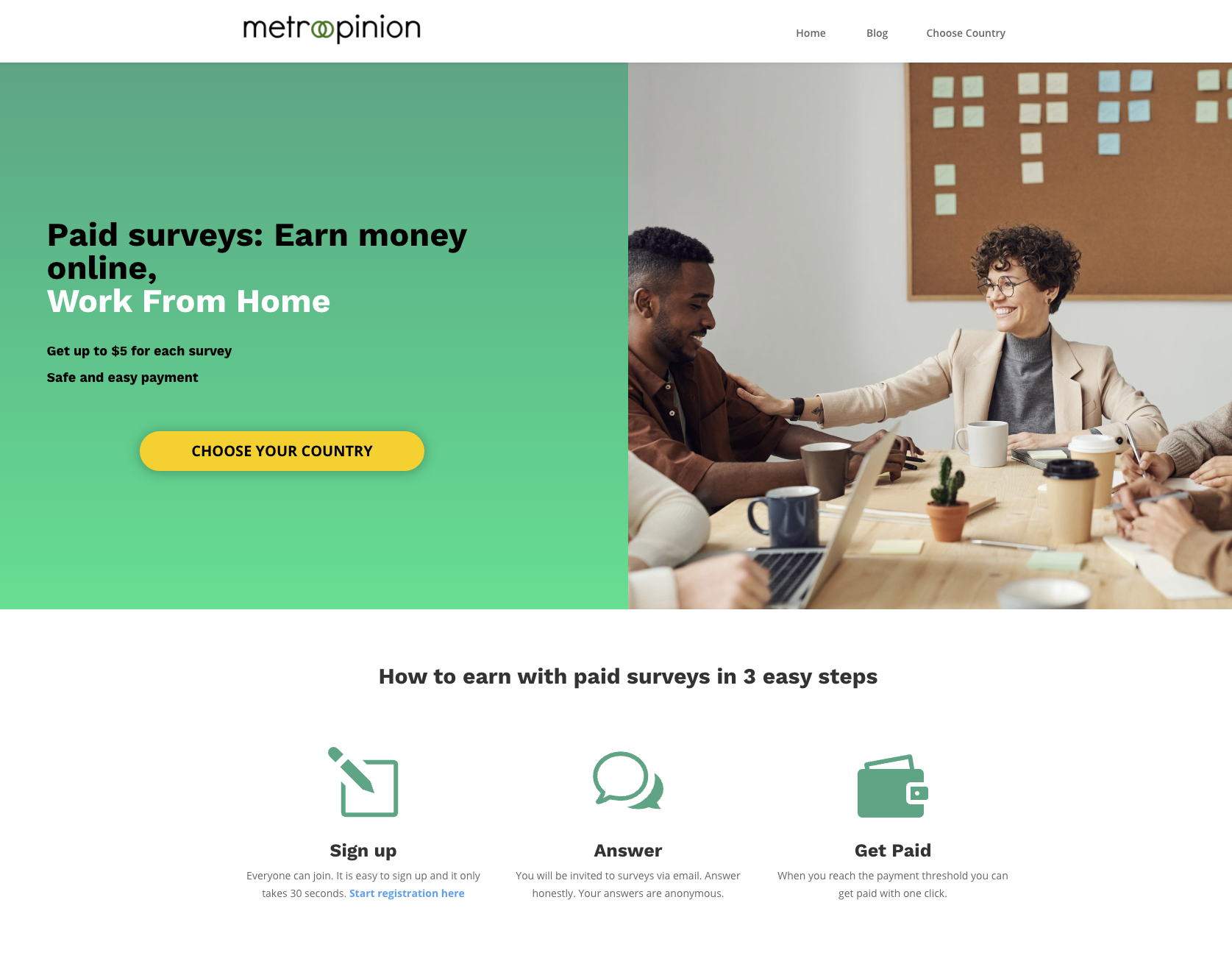 MetroOpinion survey platform review showing PayPal earnings and dollar rewards interface