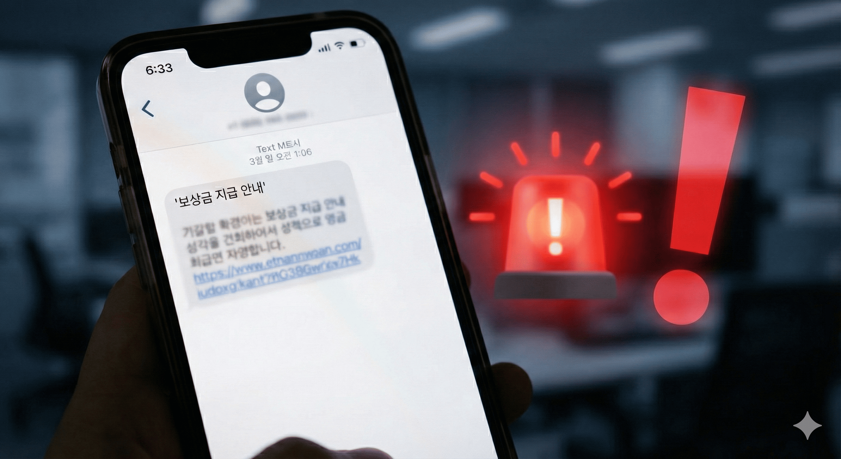 스마트폰으로 전송된 쿠팡 개인정보 유출 보상 사칭 스미싱 문자 경고 이미지