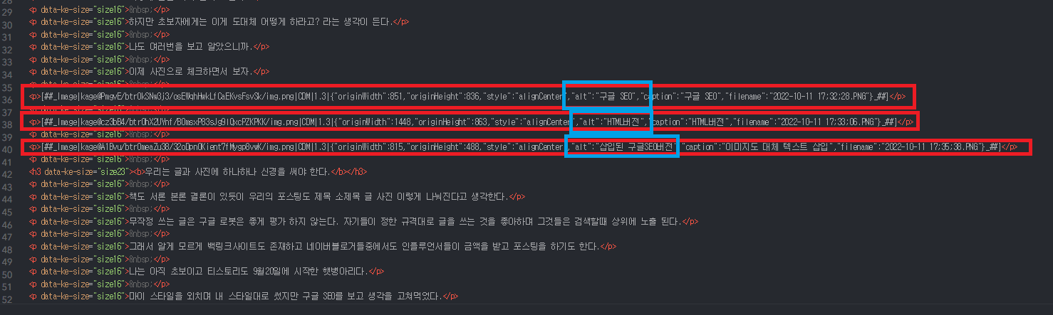 대체 텍스트 설정후