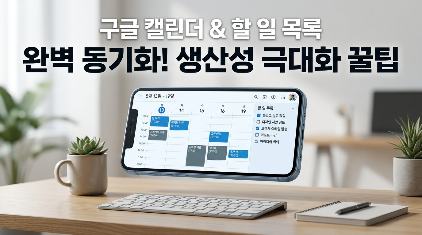 "구글 캘린더와 할 일 앱이 동기화된 스마트폰 화면 이미지
2"