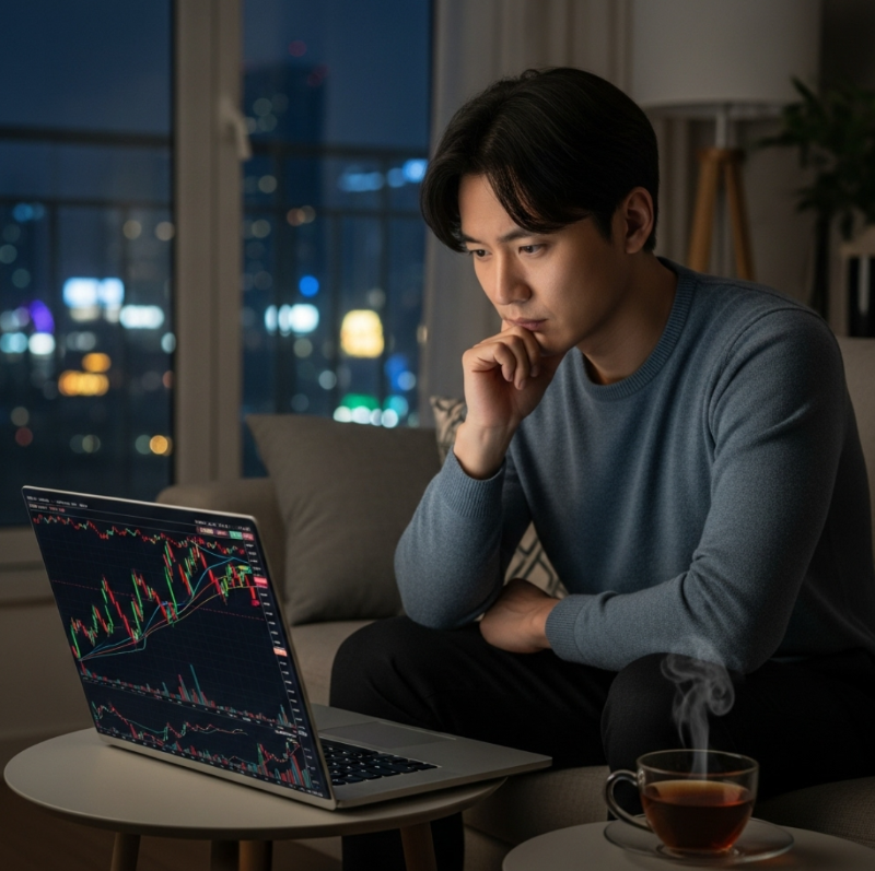 "주가는 오르락내리락하는데, 내 마음도덩달아 롤러코스터를 타요."