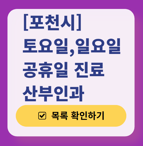 포천시 일요일 진료 산부인과 목록 ❘ 토요일 주말 공휴일 야간 문 여는 병원 리스트