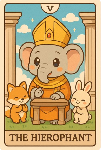 The Hierophant, 동물, The Hierophant 타로카드, 귀여운 동물 일러스트