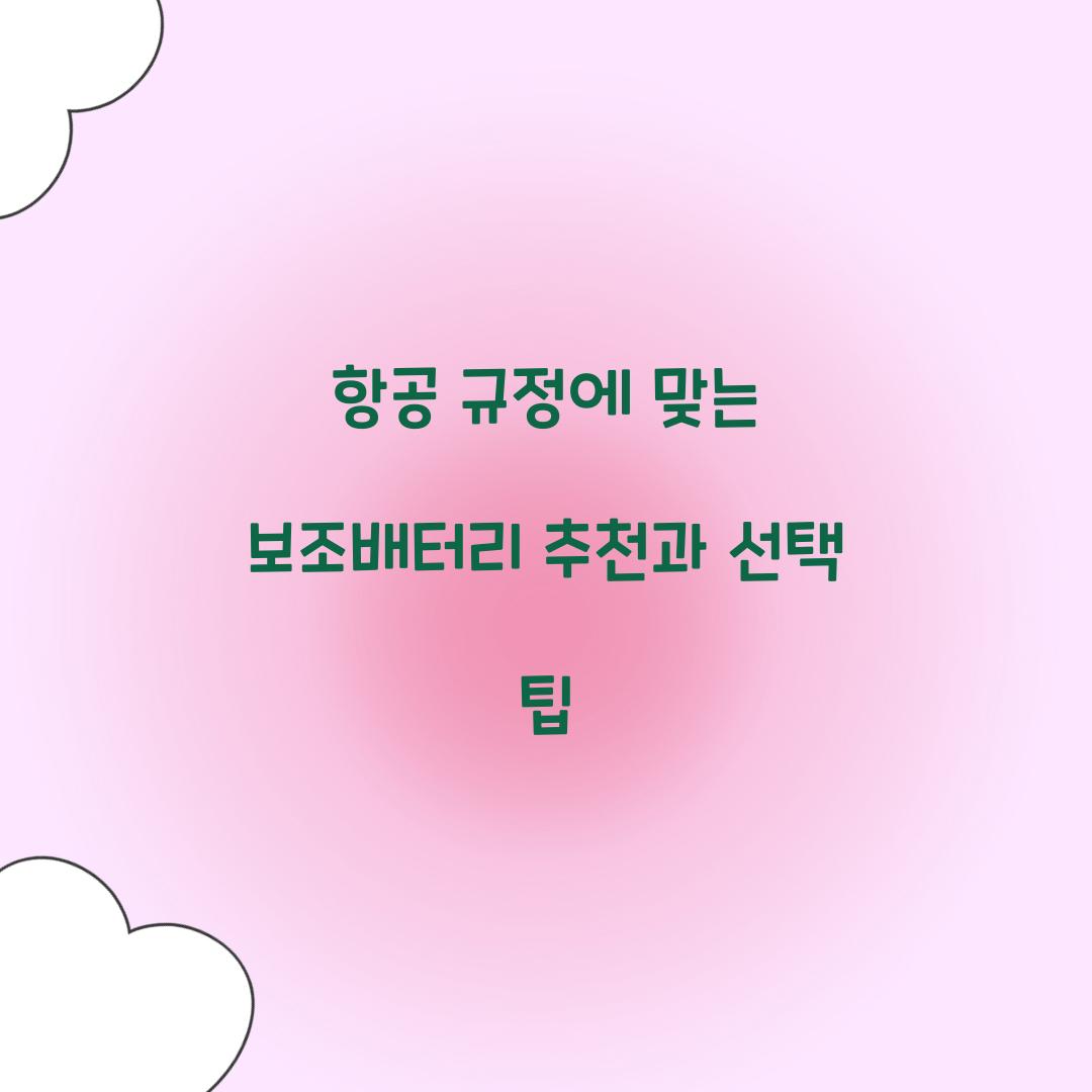 항공 규정에 맞는 보조배터리 추천