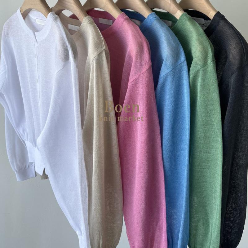 쿨링 여름가디건 베이지 핑크 린넨 크롭 가디건