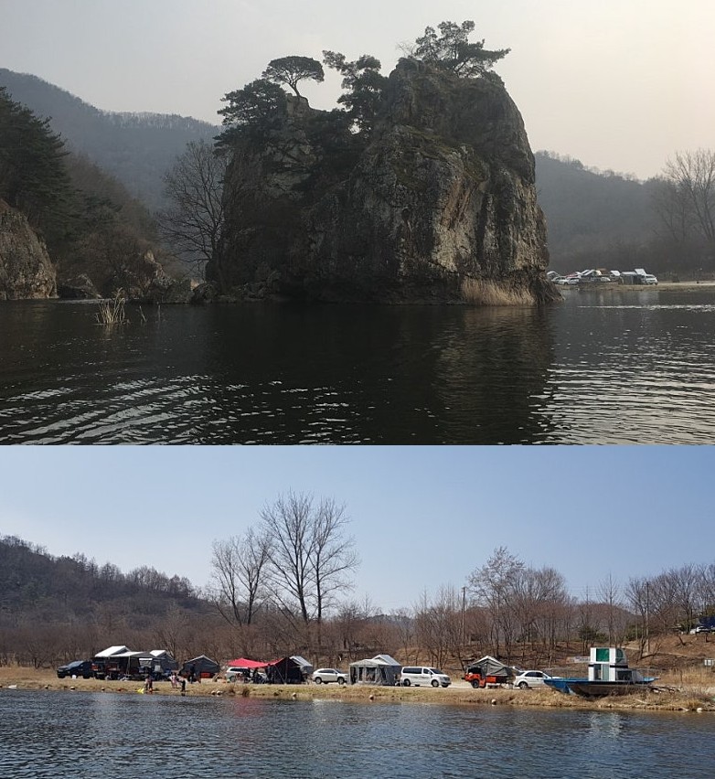 전북 진안의 용담호 인근 숲 속 힐링 캠핑장