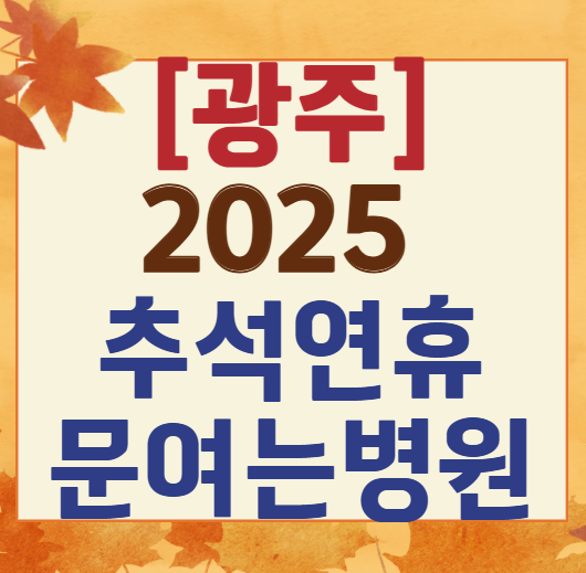 2025 광주 추석 연휴 병원 어디? ❘ 지금 문 여는 곳, 한 번에 확인하기